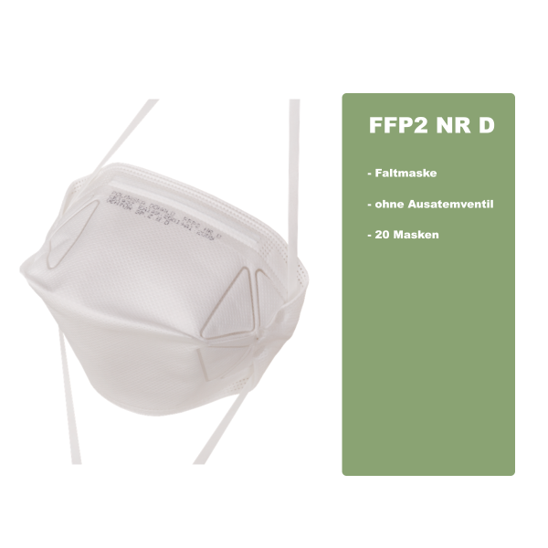 20 x Oxyline Faltmaske DONALD FFP2 200 NR D faltbar ohne Ausatemventil - 20 Masken